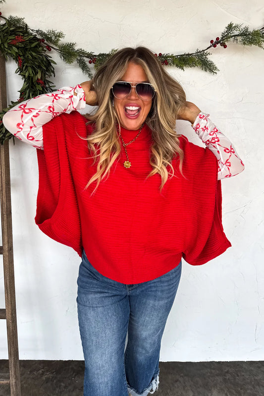 Preorder - Christmas Meg Poncho Pullover - Multiple Colors
