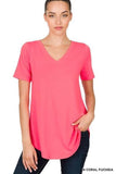 V Neck Round Hem Tee