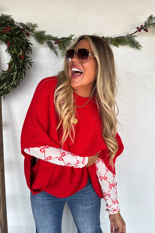 Preorder - Christmas Meg Poncho Pullover - Multiple Colors