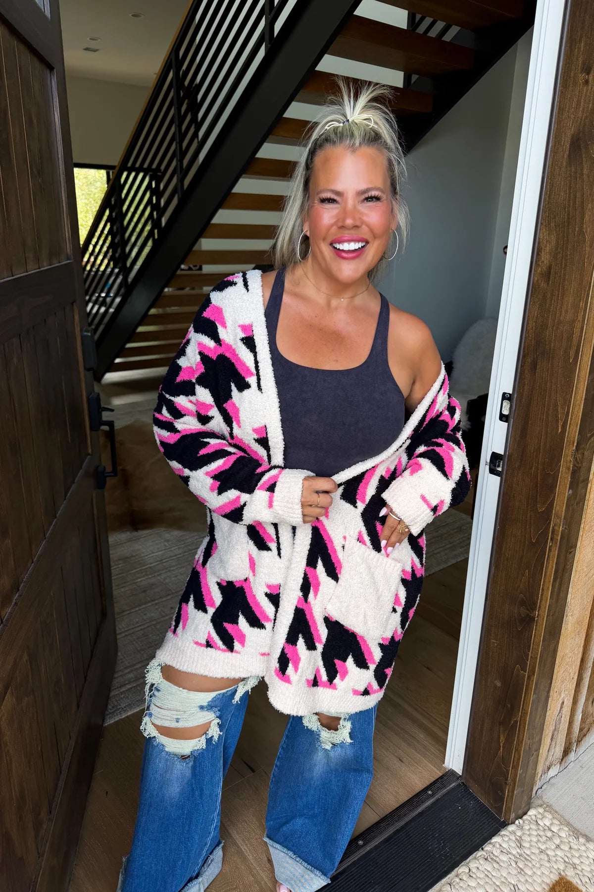 Houndstooth Cloud Cardigan