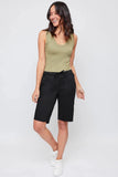 Elastic Waist Bermuda Shorts with Fray Hem - 2 Color Options