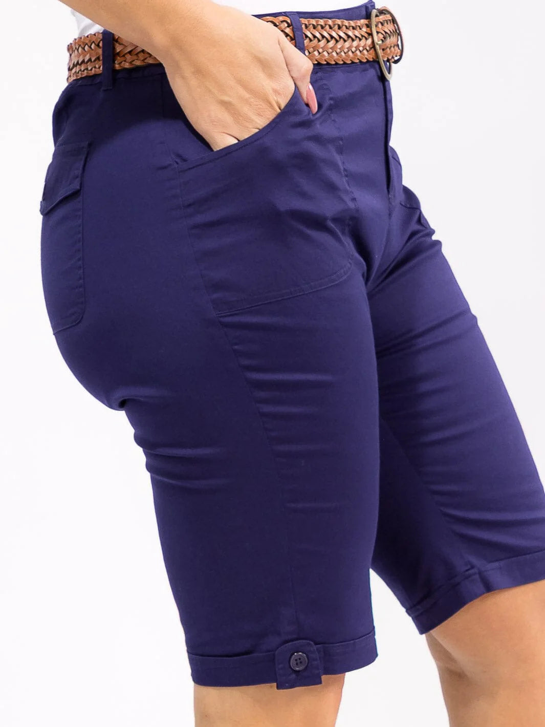Navy Belted Bermuda Shorts