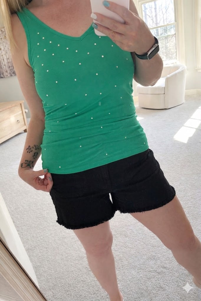Studded V Neck Tank