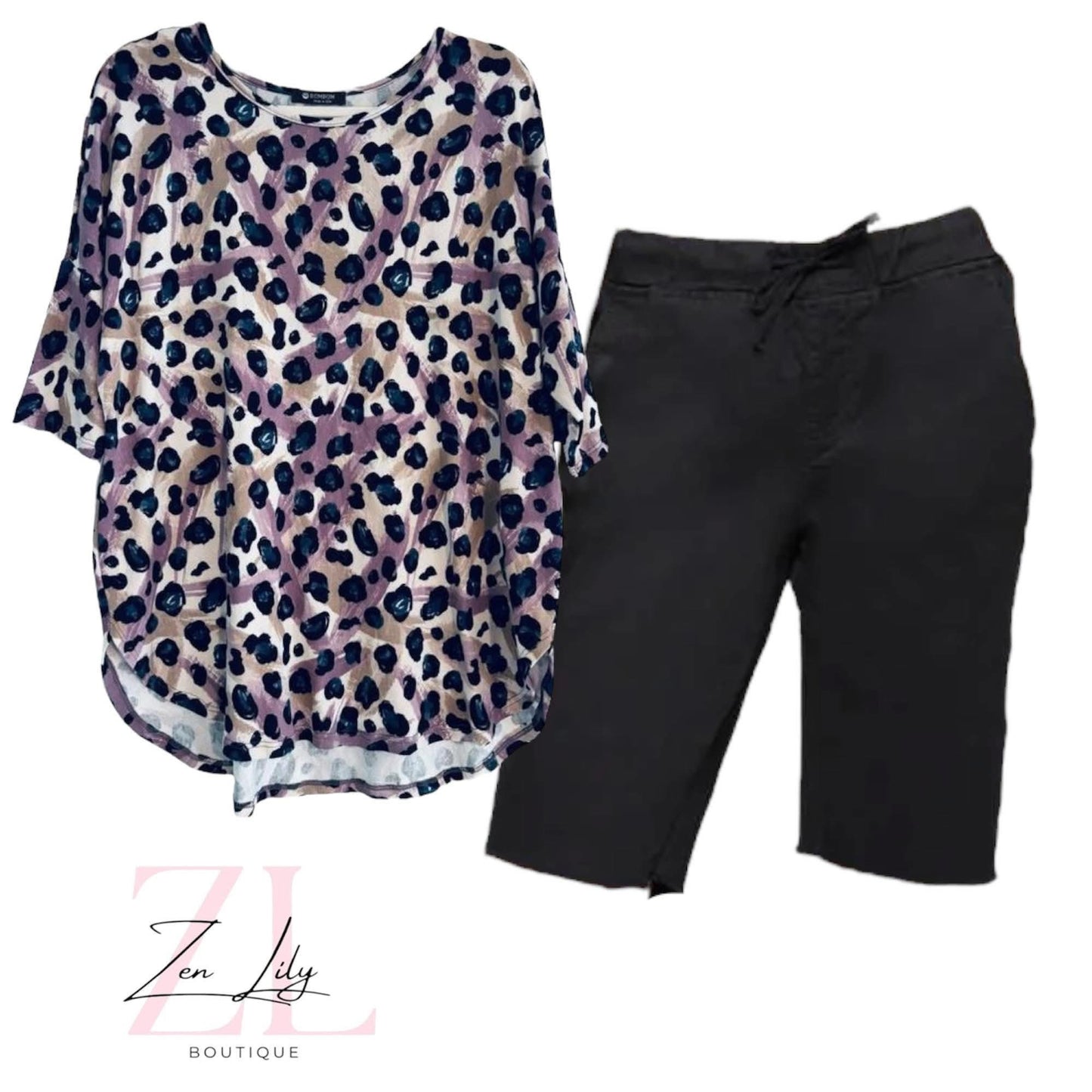 Purple Leopard Knit Tee