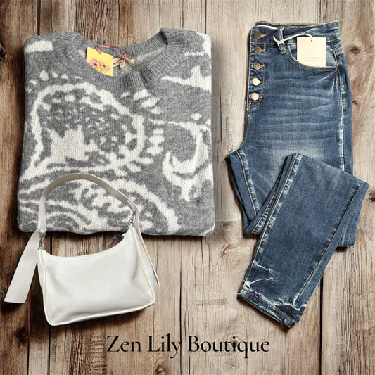 Printed Knit Sweater