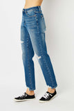 Judy Blue Queen Distressed Boyfriend Fit Jeans