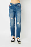 Judy Blue Queen Distressed Boyfriend Fit Jeans