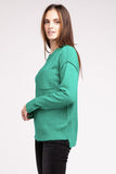 Melange Hi-Low hem Round Neck Sweater - Multiple Colors Available