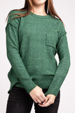 Melange Hi-Low hem Round Neck Sweater - Multiple Colors Available