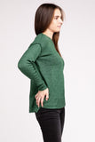 Melange Hi-Low hem Round Neck Sweater - Multiple Colors Available