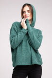 Hooded Brushed Melange Hacci Sweater - Multiple Colors Available