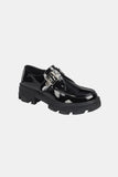 Buckled Platform Lug Sole Loafers in Black