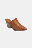 Pointy Toe Slip On Chunky Mules in Tan