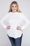 Plus Melange Baby Waffle Long Sleeve Top - Multiple Colors Available