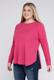 Plus Melange Baby Waffle Long Sleeve Top - Multiple Colors Available