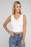 Ribbed Scoop Neck Cropped Sleeveless Top - 7 Color Options