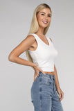 Ribbed Scoop Neck Cropped Sleeveless Top - 7 Color Options