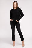 Melange Hi-Low hem Round Neck Sweater - Multiple Colors Available