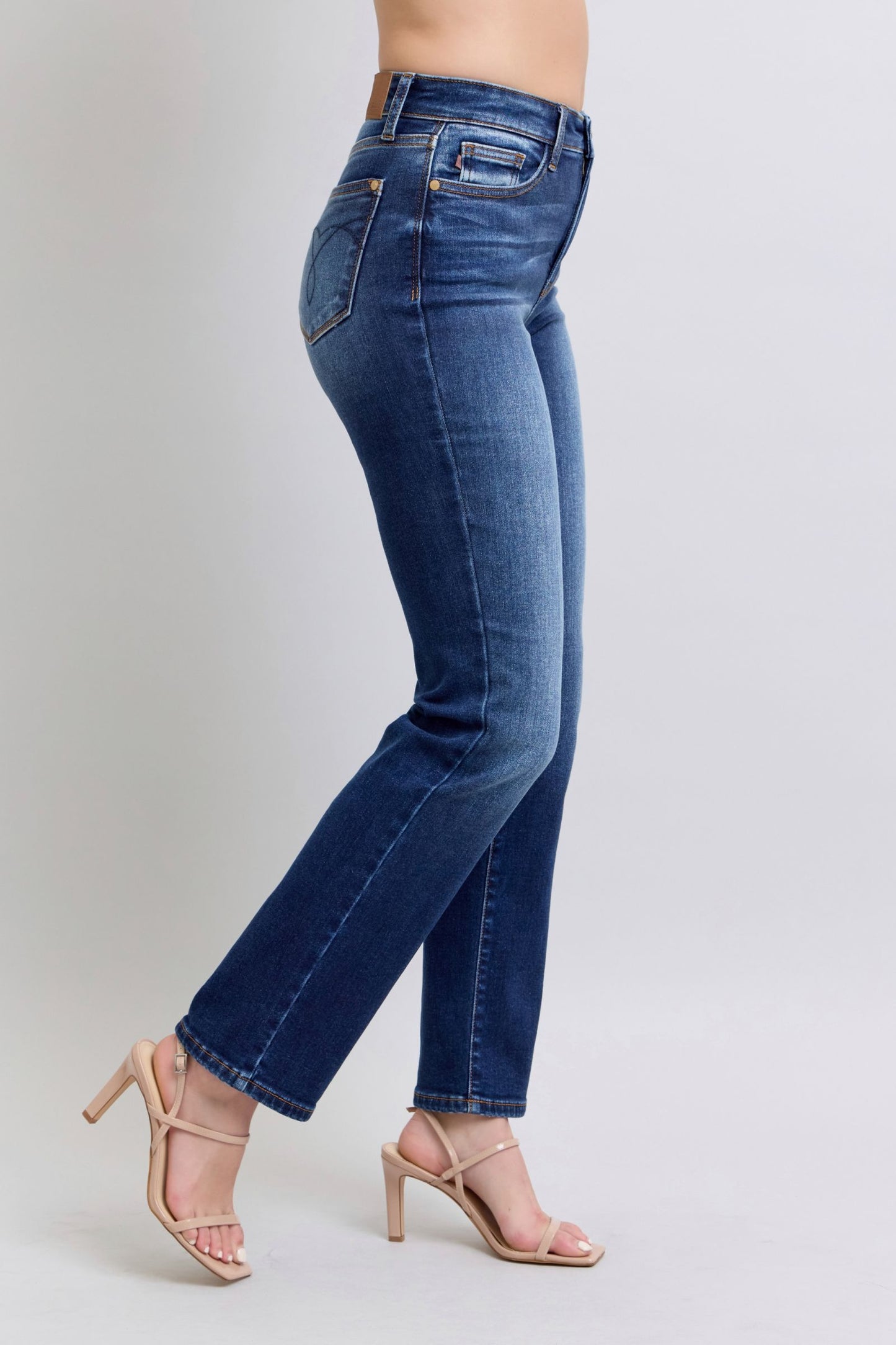 Washed Straight Leg Jeans with Pockets