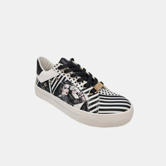 Printed Vegan Leather Lace Up Sneaker