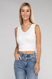 Ribbed Scoop Neck Cropped Sleeveless Top - 7 Color Options