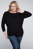 Plus Luxe Rayon Boat Neck 3/4 Sleeve Top- Multiple color options