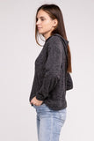 Hooded Brushed Melange Hacci Sweater - Multiple Colors Available