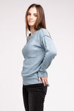 Melange Hi-Low hem Round Neck Sweater - Multiple Colors Available