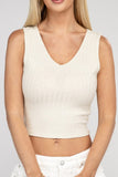 Ribbed Scoop Neck Cropped Sleeveless Top - 7 Color Options