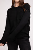 Melange Hi-Low hem Round Neck Sweater - Multiple Colors Available