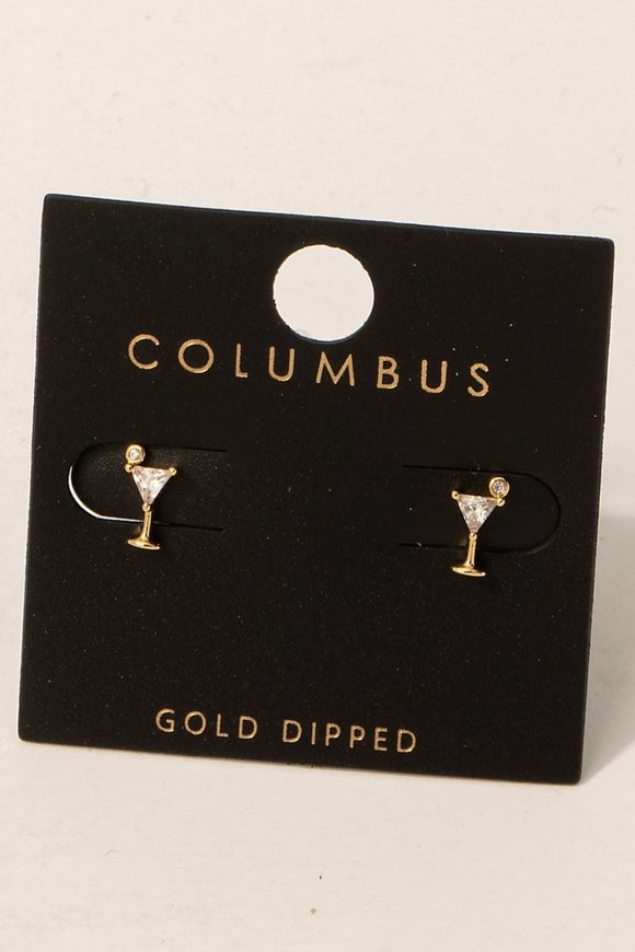 Cubic Zirconia Martini Glass Stud Earrings