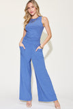 Ribbed Tank and Wide Leg Pants Set- 2 Color Options