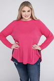 Plus Melange Baby Waffle Long Sleeve Top - Multiple Colors Available