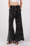 Mineral Washed Terry Wide Leg Pants in Ash