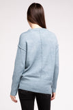 Melange Hi-Low hem Round Neck Sweater - Multiple Colors Available