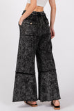 Mineral Washed Terry Wide Leg Pants in Ash