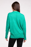 Melange Hi-Low hem Round Neck Sweater - Multiple Colors Available