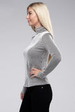 Ribbed Turtle Neck Long Sleeve Top - 2 color options