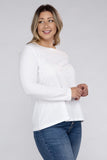 Plus Cotton Crew Neck Long Sleeve T-Shirt - Multiple color options