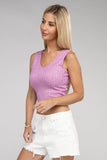 Ribbed Scoop Neck Cropped Sleeveless Top - 7 Color Options