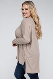 Plus Dolman Sleeve V-Neck Side Slit Hi-Low Hem Top - Multiple color options