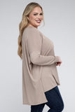 Plus Dolman Sleeve V-Neck Side Slit Hi-Low Hem Top - Multiple color options