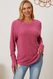 Ribbed Thumbhole Sleeve Top- Multiple Colors Available