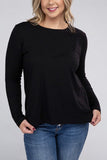 Plus Cotton Crew Neck Long Sleeve T-Shirt - Multiple color options