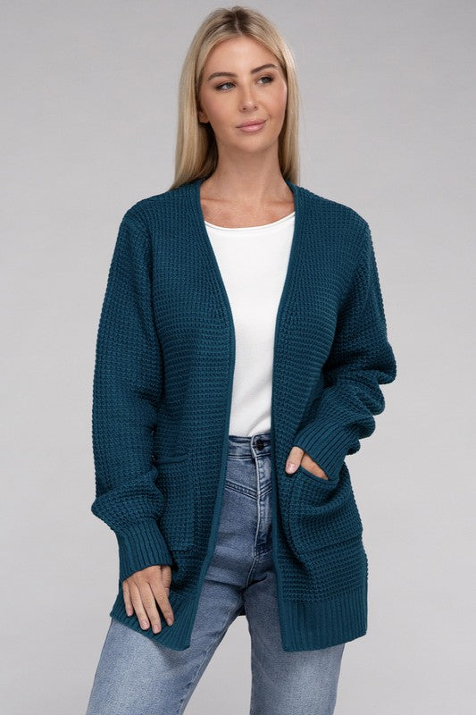 Low Gauge Waffle Open Cardigan Sweater - 6 Color Options