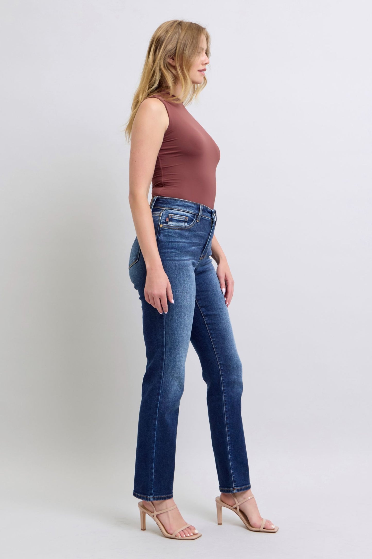 Washed Straight Leg Jeans with Pockets