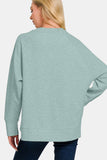 Scuba Round Neck Side Slit Sweatshirt in Blue Grey