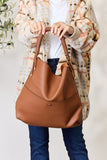 Vegan Leather Handbag with Pouch - 2 Color Options