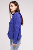 Hooded Brushed Melange Hacci Sweater - Multiple Colors Available