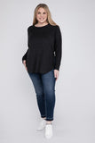 Plus Melange Baby Waffle Long Sleeve Top - Multiple Colors Available